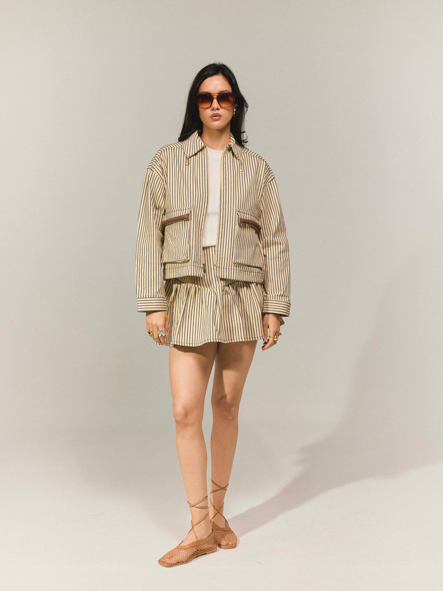 Falda capital beige rayas