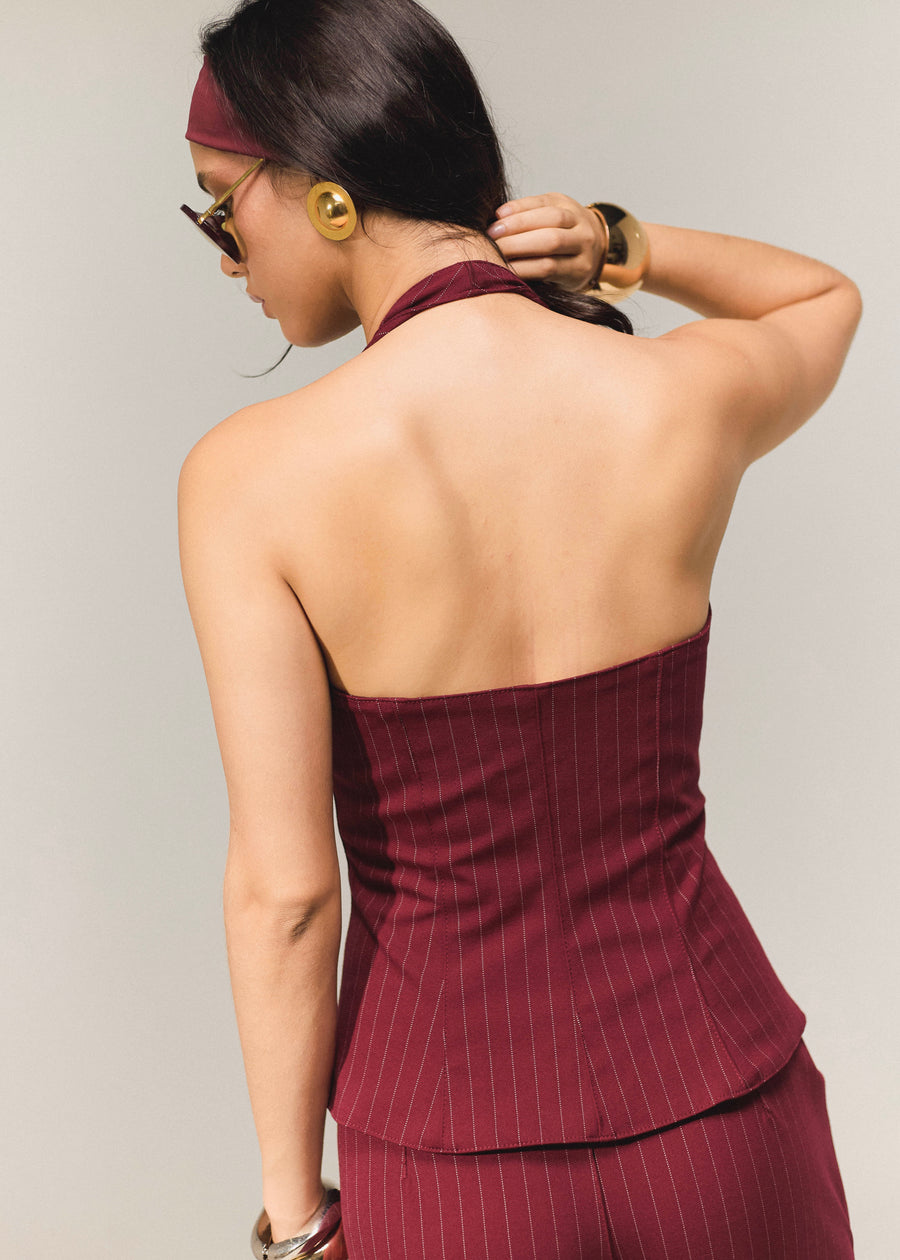 Blusa makeno vinotinto rayas
