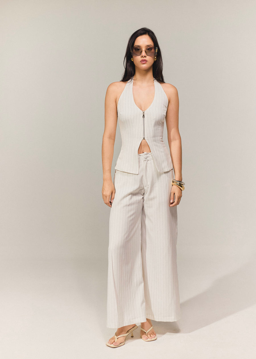 Pantalon Makeno blanco rayas