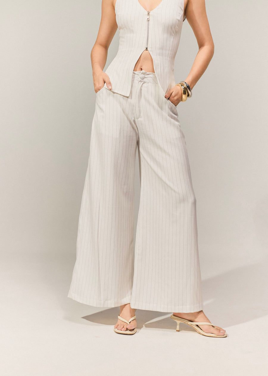 Pantalon Makeno blanco rayas